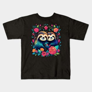 Sloth Couple Valentine Kids T-Shirt
